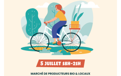 marché estival – 18h – 21hvendredi 5 juillet 2024producteurs, vélos d’occasion, braderie, restauration